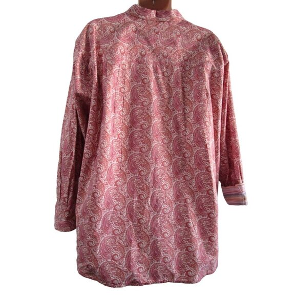 Synergy Raspberry Peach Paisley Button Up Shirt 3XL Liberty Cuffs EUC - Picture 6 of 16